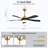 Kemp 52" 5-ABS Blade Ceiling Fan With Led Light and Remote Control, DC, Silent, Forward and reverse(Black&Gold)-1725503401