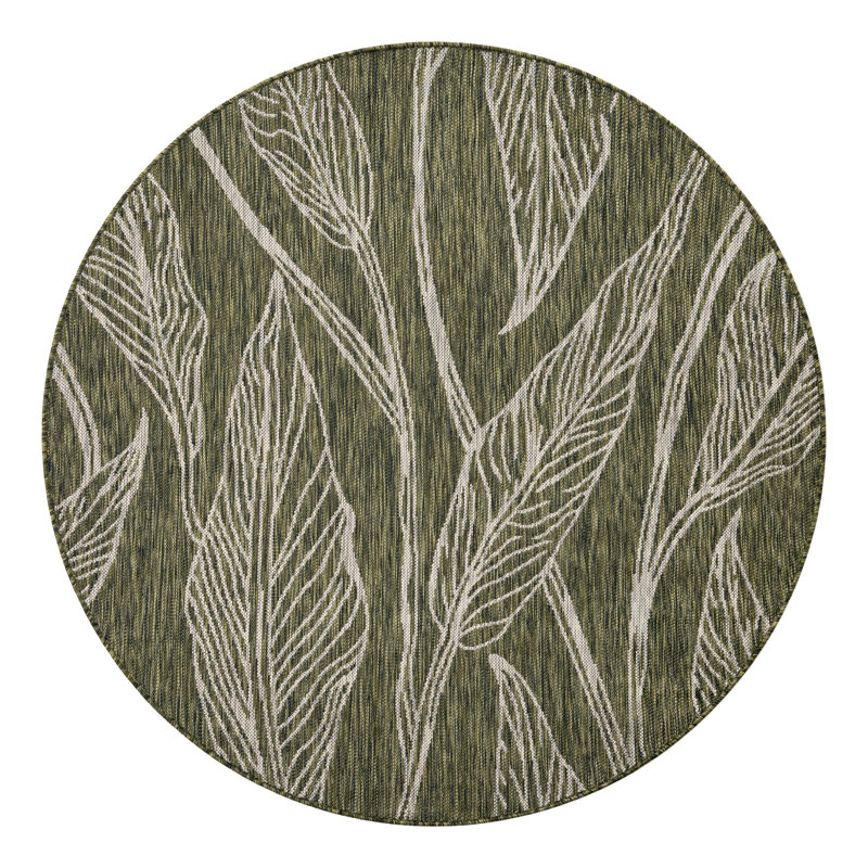 Zenon Floral Green/Gray Indoor / Outdoor Area Rug, Round 10'