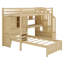 Lit mezzanine avec bureau intégré et escalier, avec compartiments de rangement et tablettes-303271735