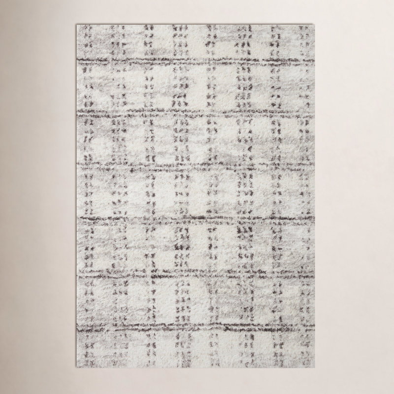Denya Shag Cream / Grey Area Rug, Runner 2'7" x 7'6"