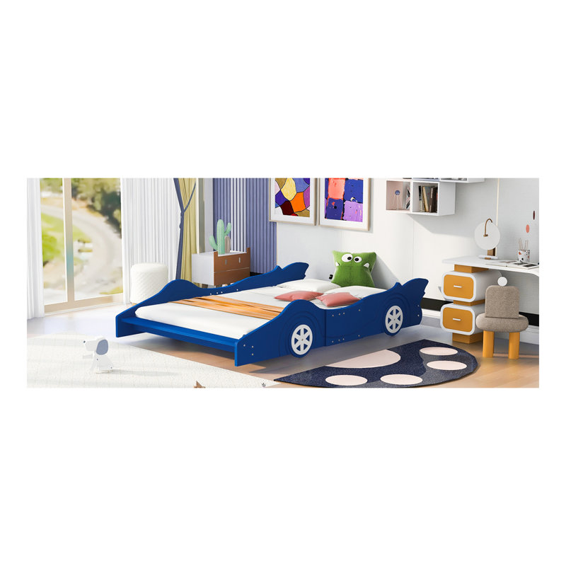 Lit plateforme avec roulettes Race, Bleu, Lit double