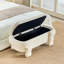 Pouf de rangement moderne beige de 124 cm (48,8 po) avec revêtement rembourré, idéal pour l'entrée, le bout du lit, le salon ou la chambre.-134005924-134005927