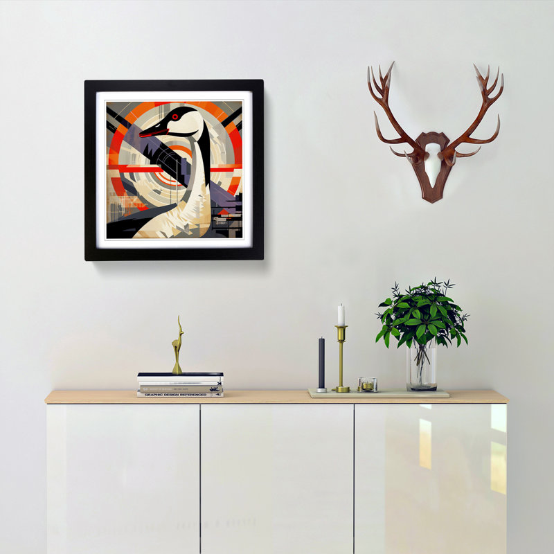 Goose Constructivism - Single Picture Frame Print on Wood, Black