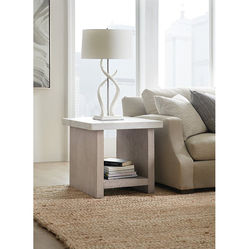 32" Polished Inner Horn Table Lamp - Cream Base