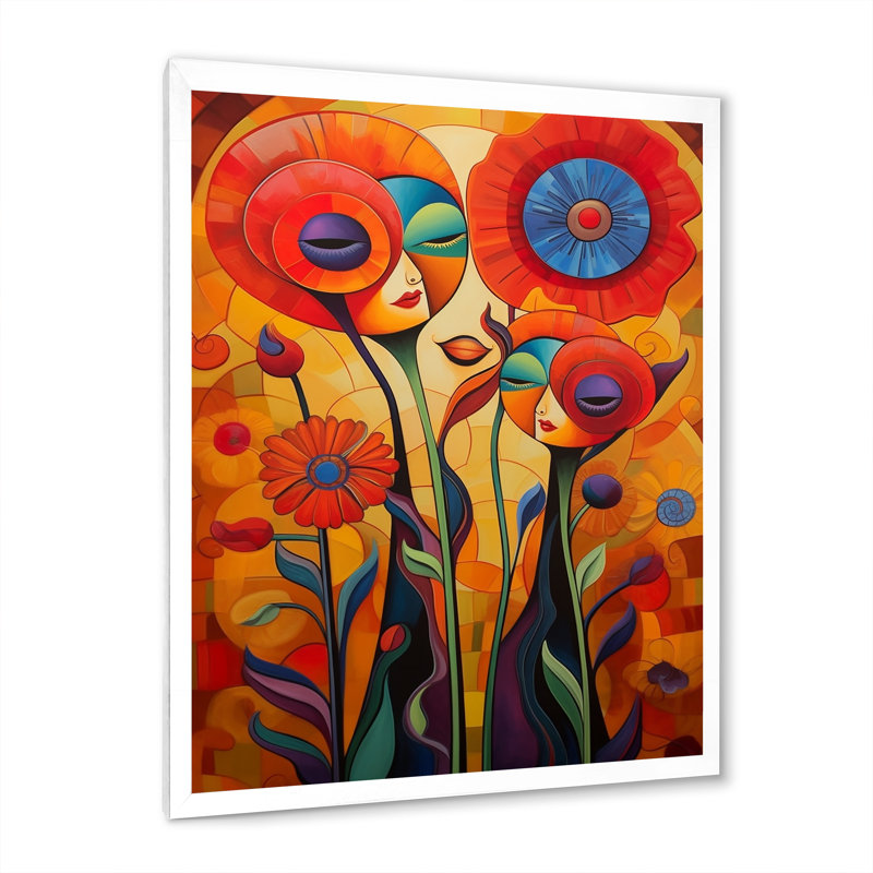 «Cat Portrait Blossoming Retro Red Poppies», reproduction sur toile, H 32 po x l 16 po x P 1 po, Cadre simple blanc