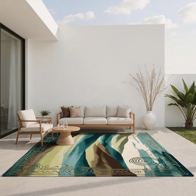 Tapis intérieur et extérieur Ethereal Streams, Rectangle 1'6" x 2'6"