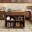 Îlot de cuisine en bois massif, grand chariot de cuisine à roulettes avec abattant de 56 po, table de cuisine mobile avec tiroirs, armoire de rangement et roulettes verrouillables-129674737