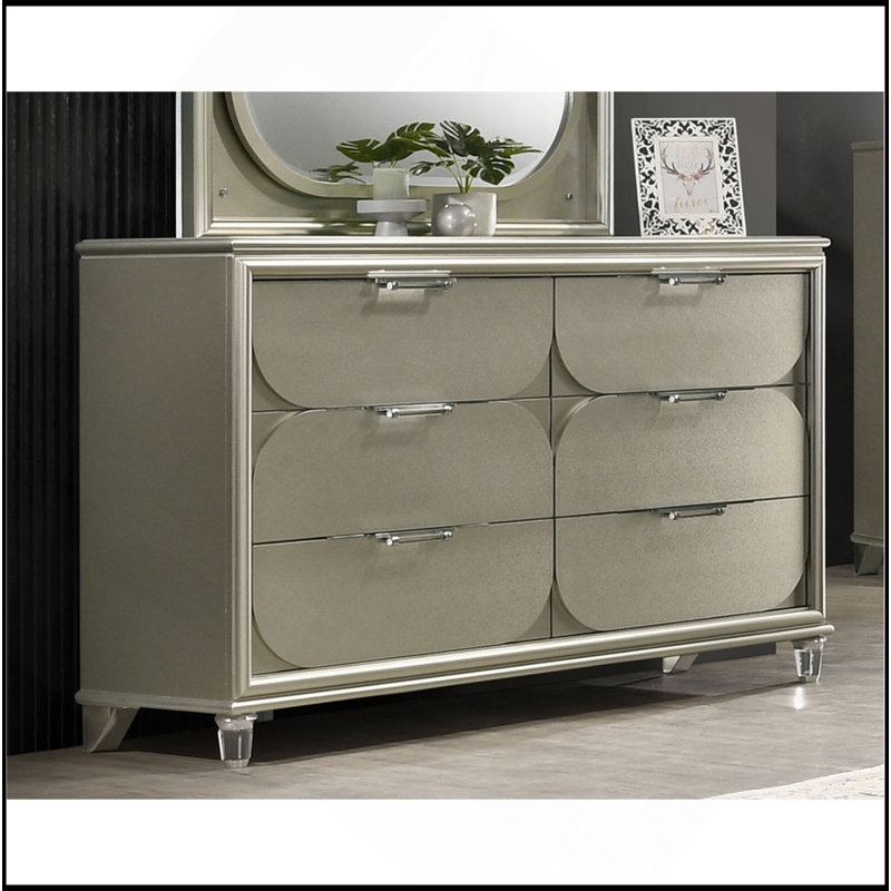 Commode contemporaine en acrylique à 1 poignée à 6 tiroirs