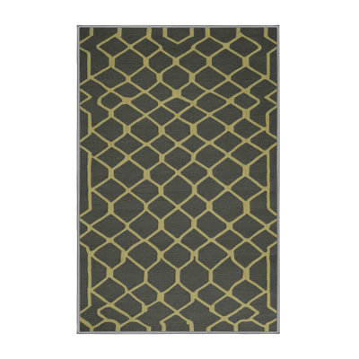 Machine Washable Trellis Brown Area Rug