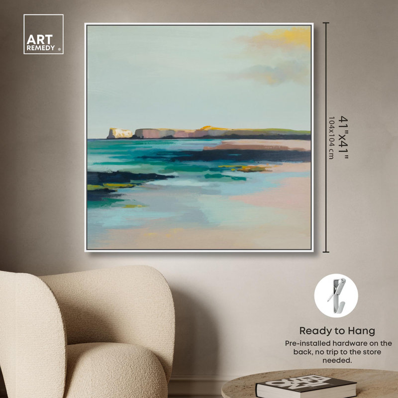 «Coastal Views», reproduction d'art sur toile par Art Remedy, H 24 po x l 24 po, Structure noire