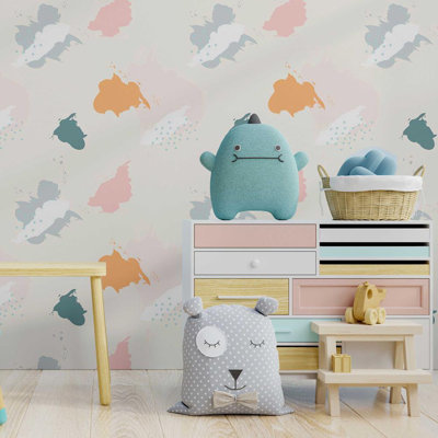 Abstract Pastel Colours 96" L X 24" W Peel And Stick Wallpaper N08106