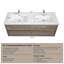 Ensemble de meuble-lavabo double 60 po avec plateau en résine de pierre et tiroirs à fermeture douce en frêne gris 60 po-603366419