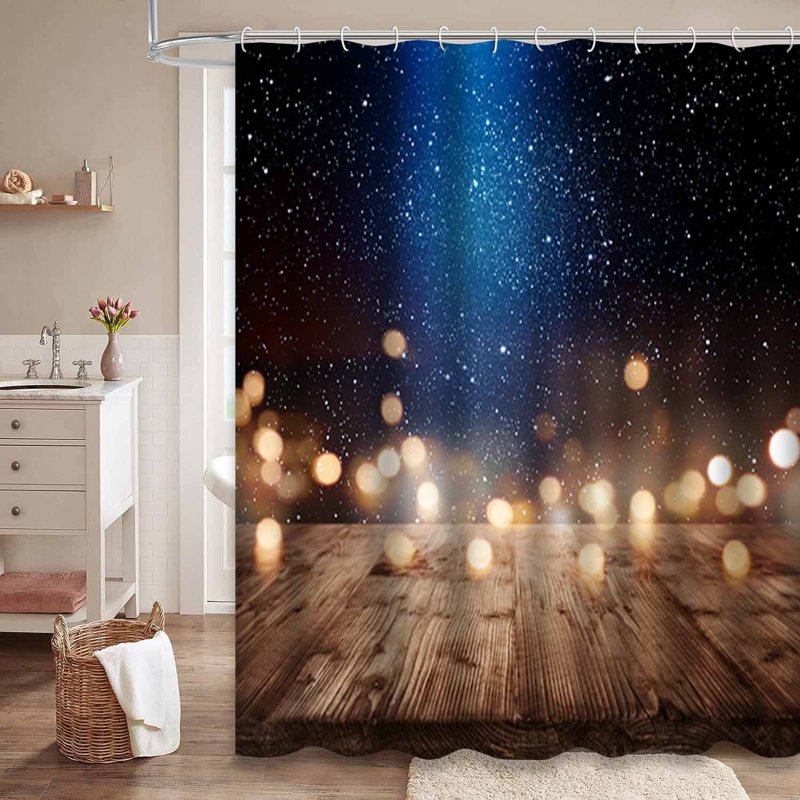 Rideau de douche bleu imperméable, rideaux de douche pour la salle de bain avec 12 crochets, L 72 po x l 72 po