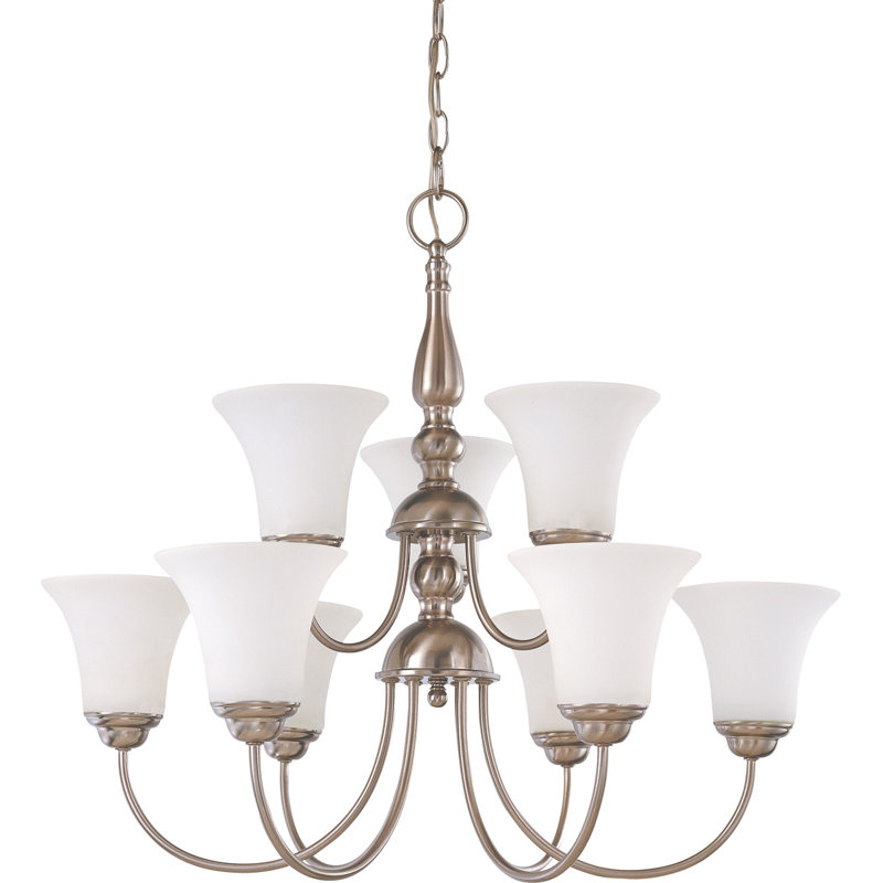 Lustre à niveaux 9 lumières Engebretson, Nickel