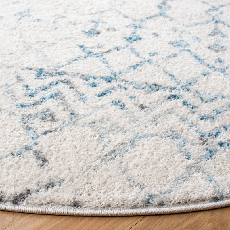 Tapis ivoire / turquoise Delarosa, Rond 8 pi