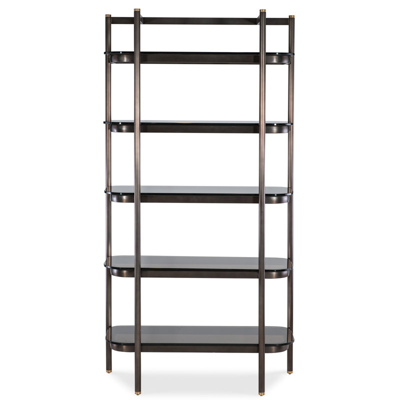 Grayson Black Metal and Glass 5-Shelf Etagere