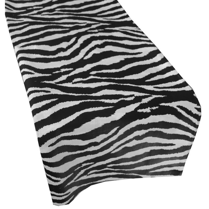 Zebra Print Table Runner, Black, 24" x 120"
