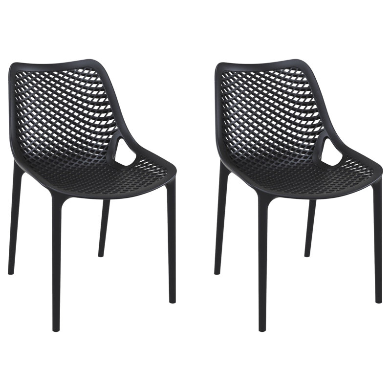 Farrah Outdoor Stacking Dining Side Chair, Black