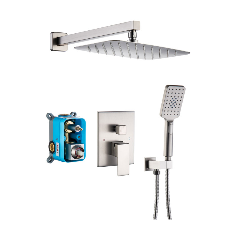 Système de douche complet avec valve brute, Nickel brossé