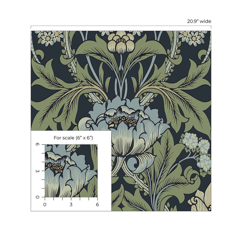 Rouleau floral Chelly, Bleu marine