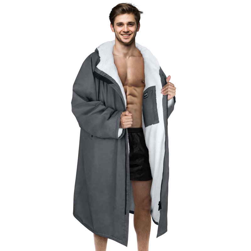 Parka de bain Catalonia, blouson imperméable, robe poncho chaude, manteau d'hiver, L, Gris