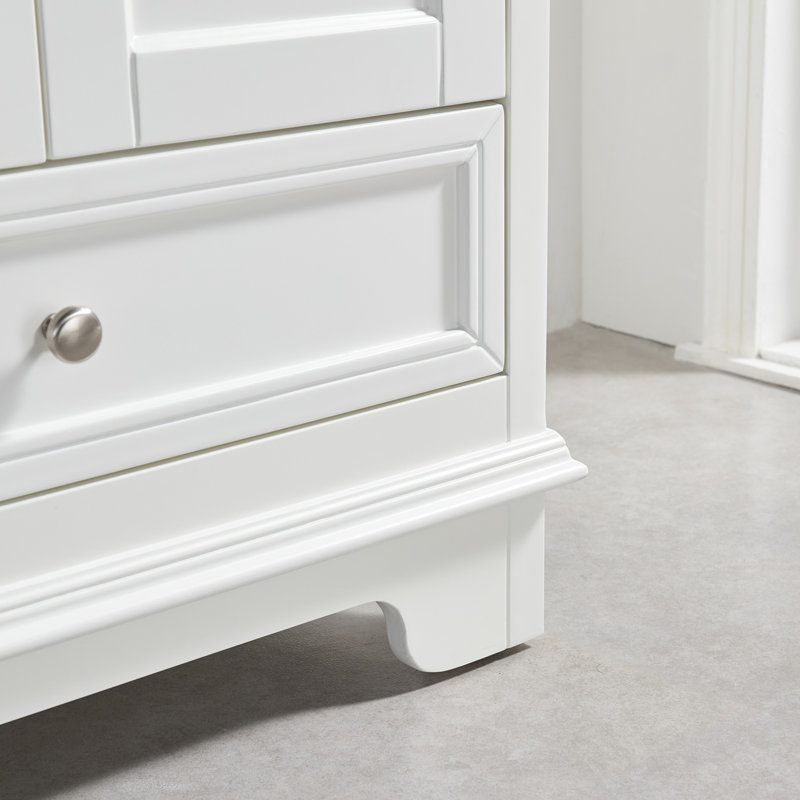 Meuble-lavabo double autoportant avec pierre artificielle, Blanc