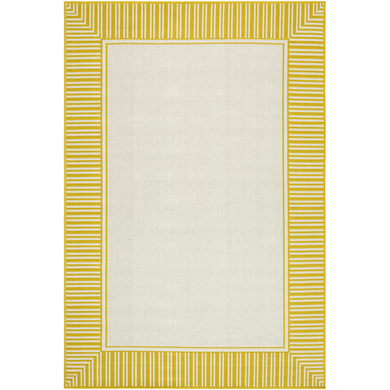 Tapis intérieur / extérieur jaune tissé à la machine Derle, Tapis de couloir 2 pi 5 po x 11 pi 10 po