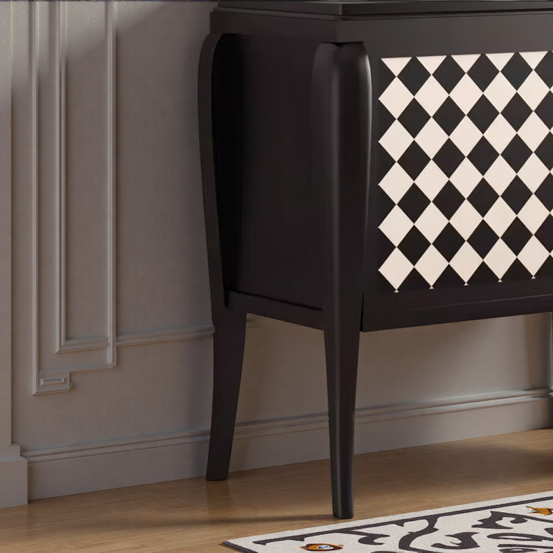 Modern-style Black Solid Wood Ceramic Cabinet