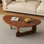 Table basse ovale de 86 cm (34 po) de style moderne du milieu du siècle, table basse en bois, base triangulaire stable, idéale pour la décoration de salon, d'appartement ou de maison.