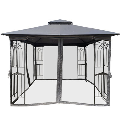 Tente d'auvent 10X10 avec cadre rouille et toit à double aération pour le divertissement de la pelouse