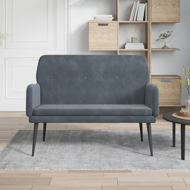 Banc rembourré avec accoudoirs pour velours de salle à manger Causeuse, Gris foncé