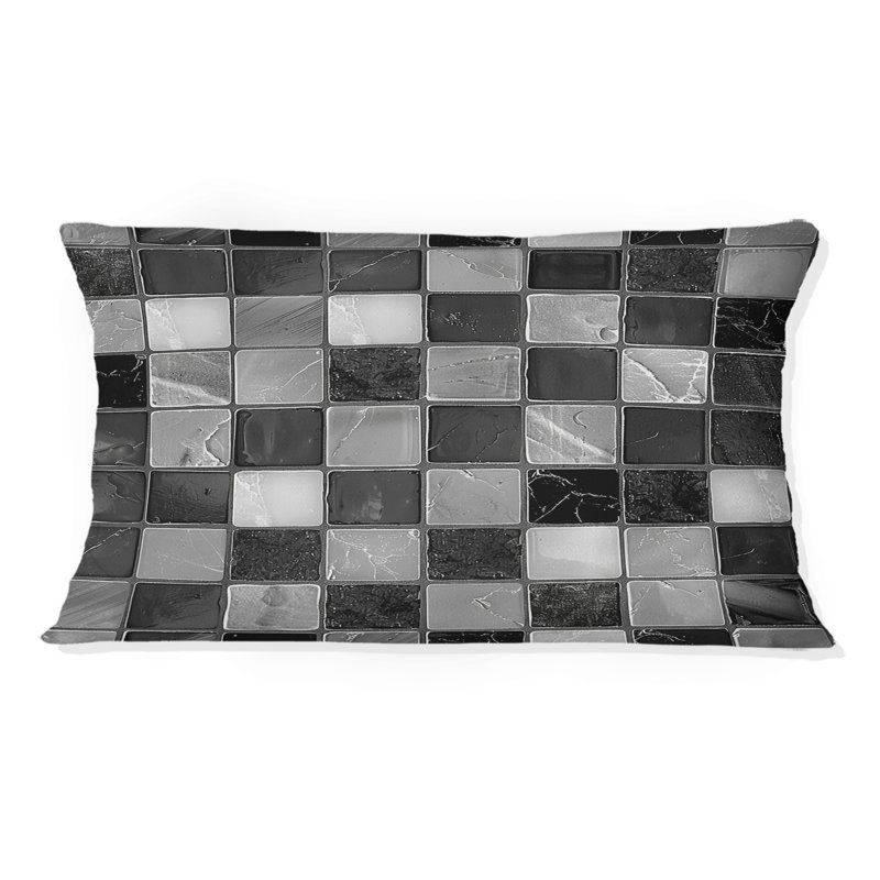 Carreaux de mosaïque gris Mid-Century I - coussin lombaire Mid-Century