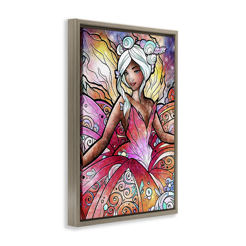 Cadre flottant pastel nouveau fée, design par Mandie Manzano, H 25 po x l 17 po, Cadre flottant orme Montalcino