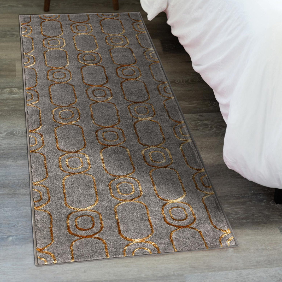 Latitude Run® Column Nikica Rug Gray and Gold Latitude Run® Rug 
