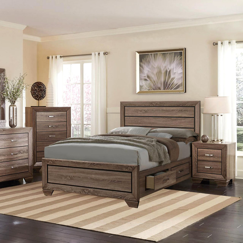 Grand lit de rangement en taupe délavé