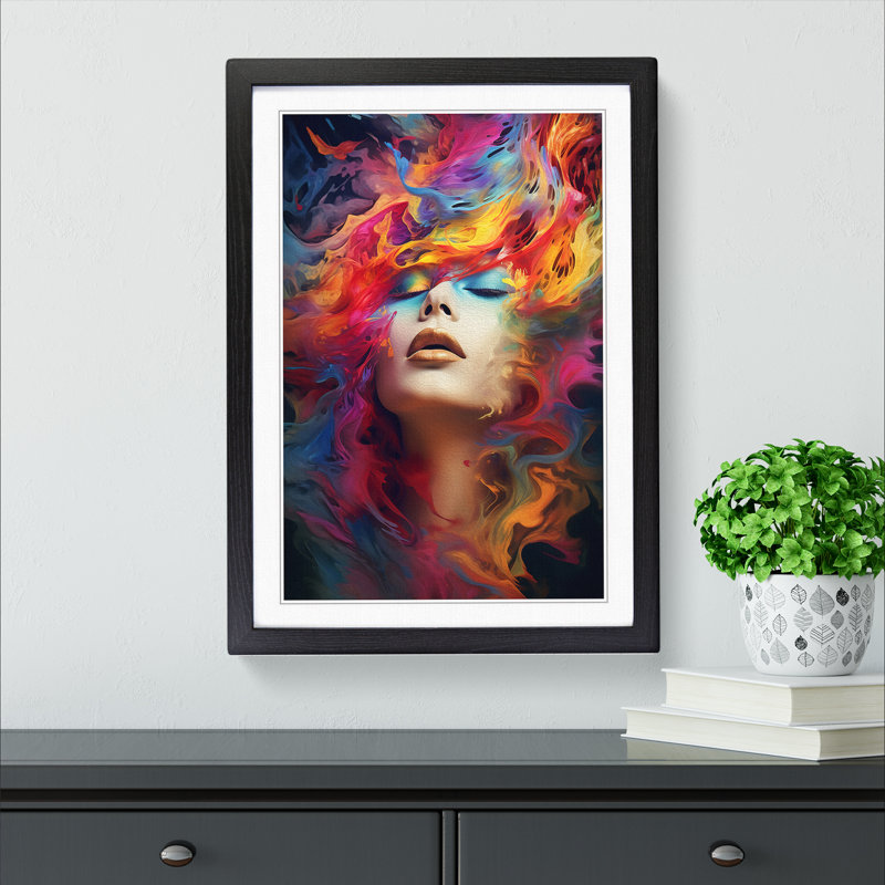 XYZ-FRM-V1223-5397 Rainbow Digital - Single Picture Frame Print on Wood, 64cm H x 46cm W x 2cm D, Black