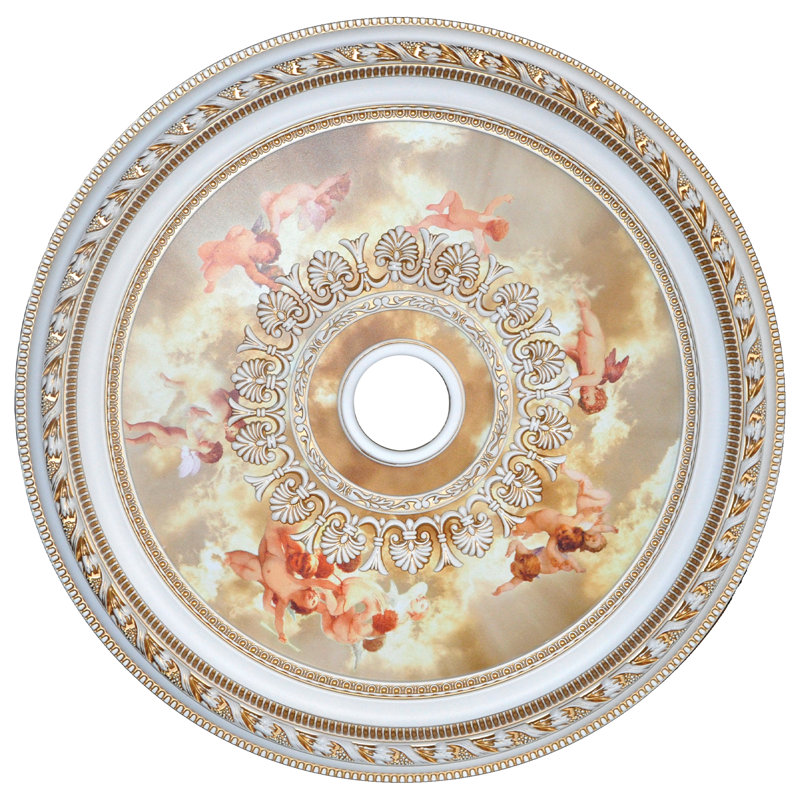 Angel - médaillon de plafond rond, Blanc / Doré