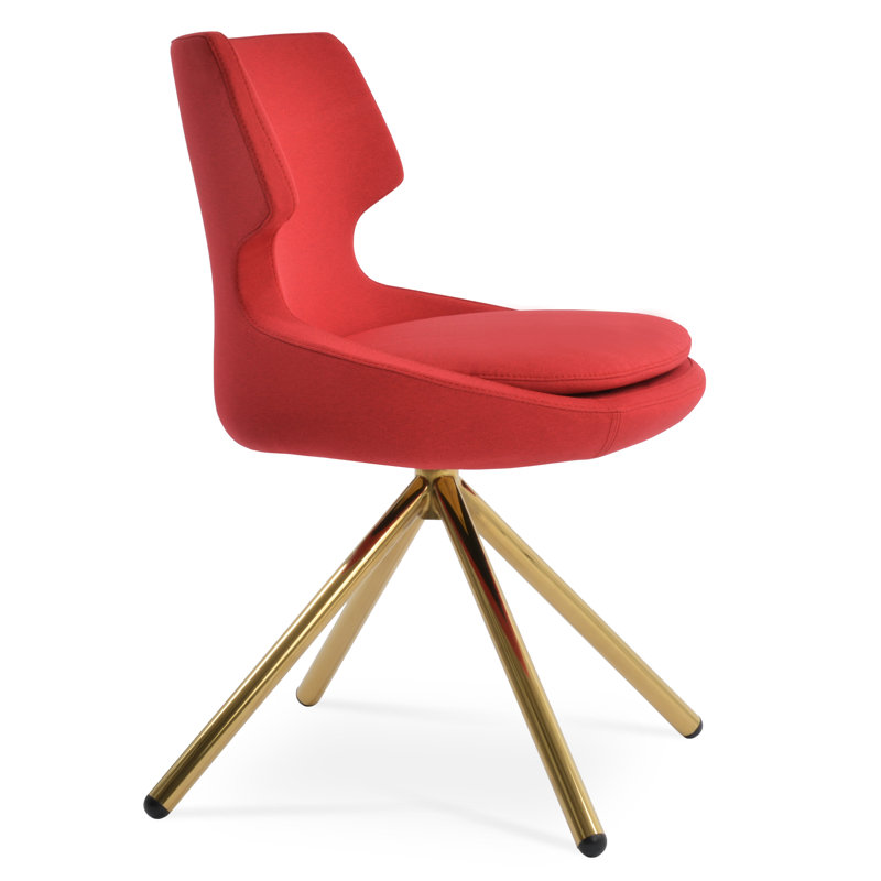 Chaise d'appoint Patara, Noir, Rouge d’époque, Tissu d'ère