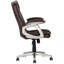 Fauteuil de bureau ergonomique, similicuir brun, dossier pivotant à dossier moyen en contreplaqué stable et réglable