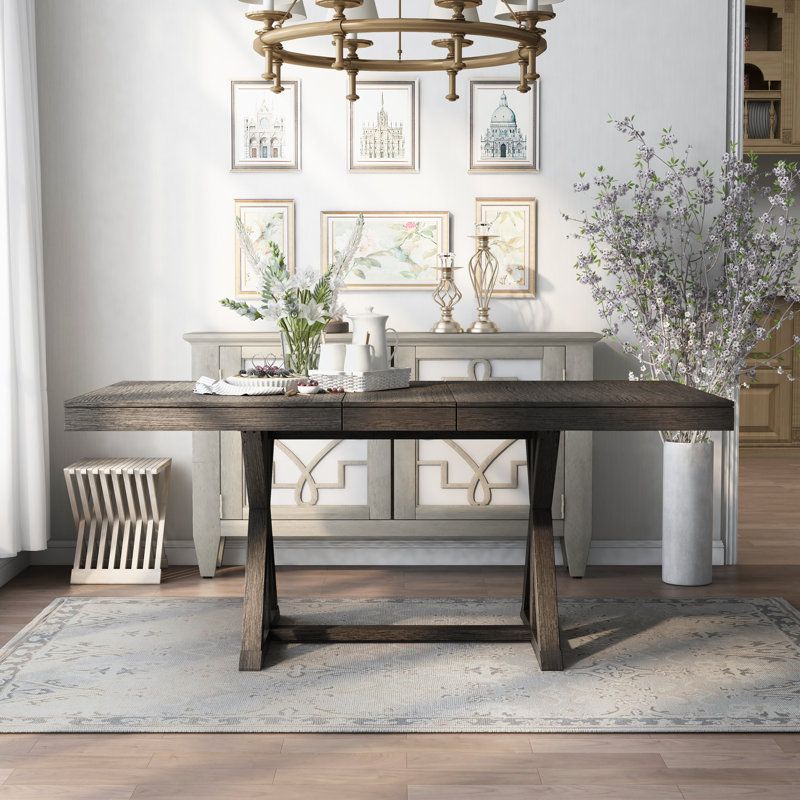 Rudasill Extendable Solid Wood Base Dining Table