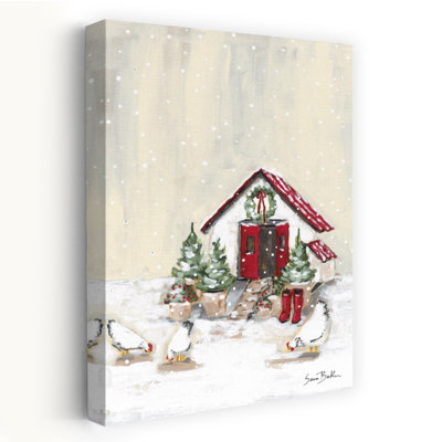 Farmhouse Christmas Chicken Coop Abstract Contemporary Winter Architecture Art