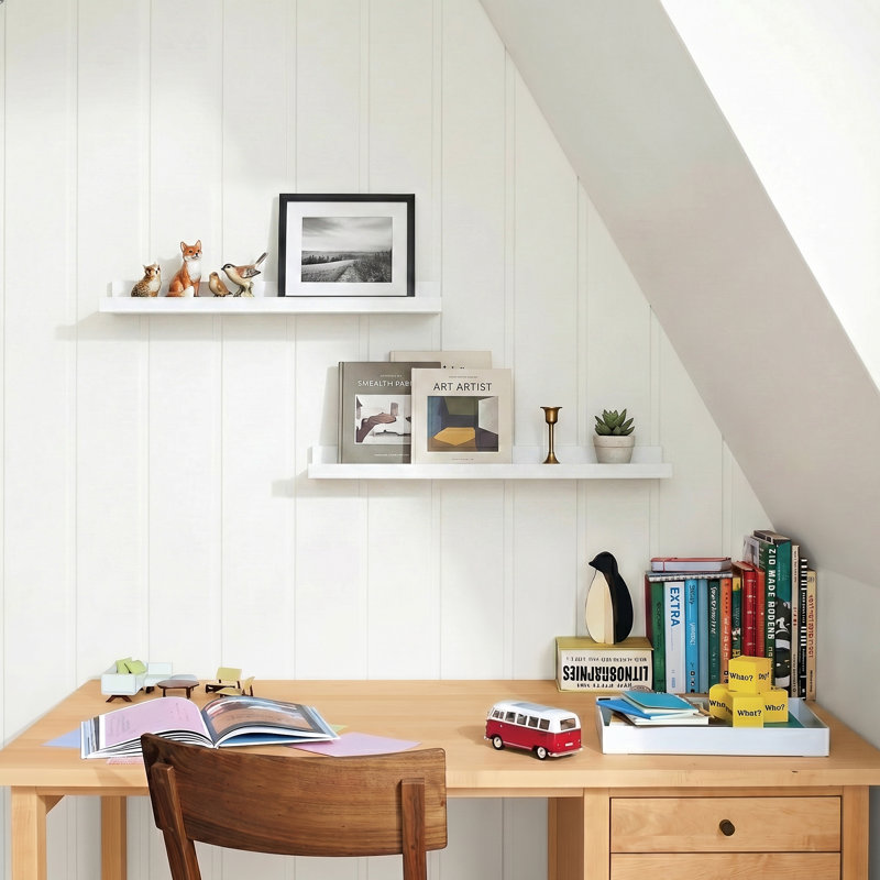 Bomeda 23.6'' White Floating Shelves for Wall, Picture Ledge Shelves for Living Room, Bedroom, 1.69" H x 23.62" W x 5.12" D