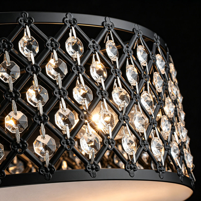 Plafonnier semi-encastré 3 lumières Crystal, Black