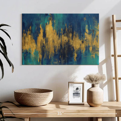 Avery Dark Blue And Gold Abstract
