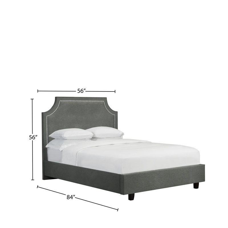 Lit plateforme en tissu d’ameublement, Double, Frêne