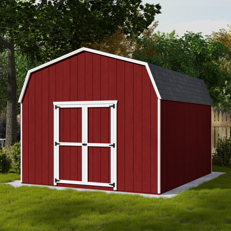 Value Gambrel Outdoor Wood Storage Barn with 6 ft. Sidewalls, Yes, 12' x 14'