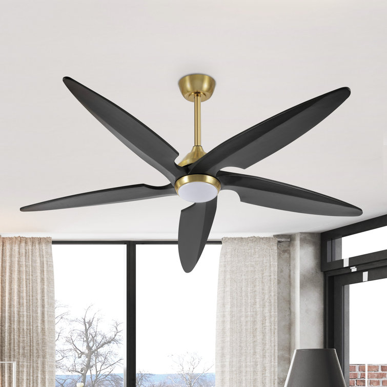 Chanille 5-Blade Solid Wood Ceiling Fan with LED Light and Remote Control