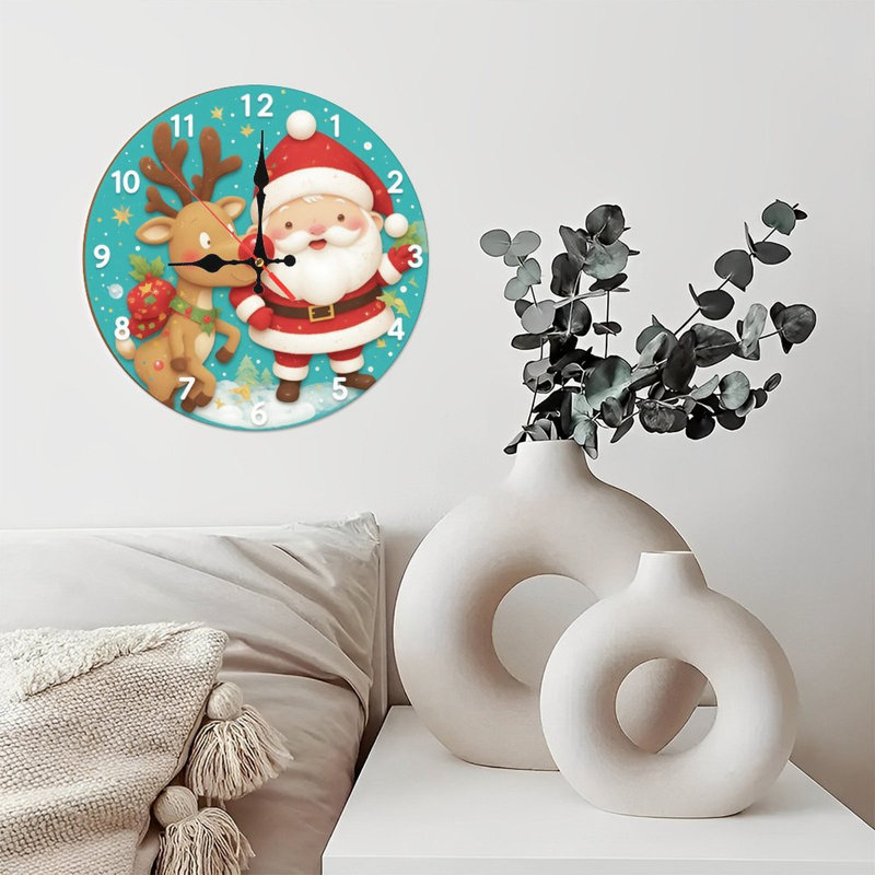 Horloge de Noël-Visage-avec-renne du Père Noël