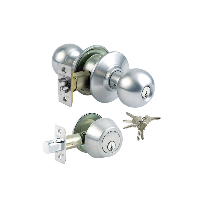 Knobs With Deadbolt Reversible Entry Set, Silver