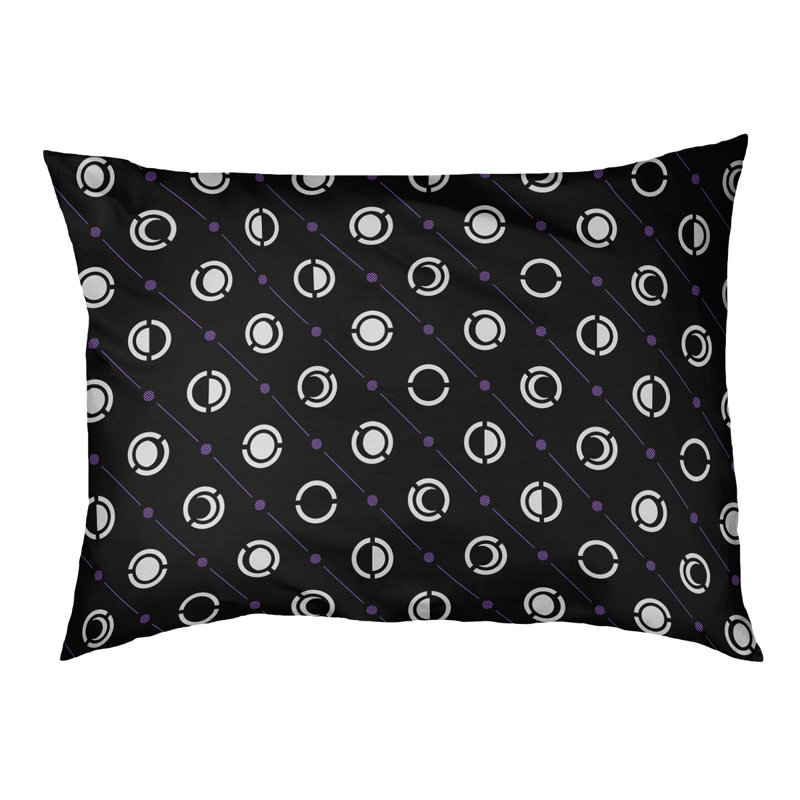 Coussin d’extérieur pour chien moon phases Chenault, Grand (l 50 po x P 7 po x H 40 po), Mauve clair / noir